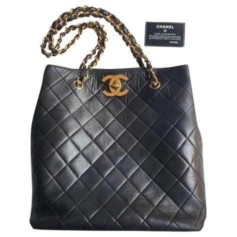 chanel black leather tote